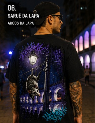 Camiseta estampada em cenário do Rio